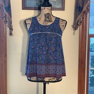 XXI S Blue Paisley Boho Top. Sleeveless